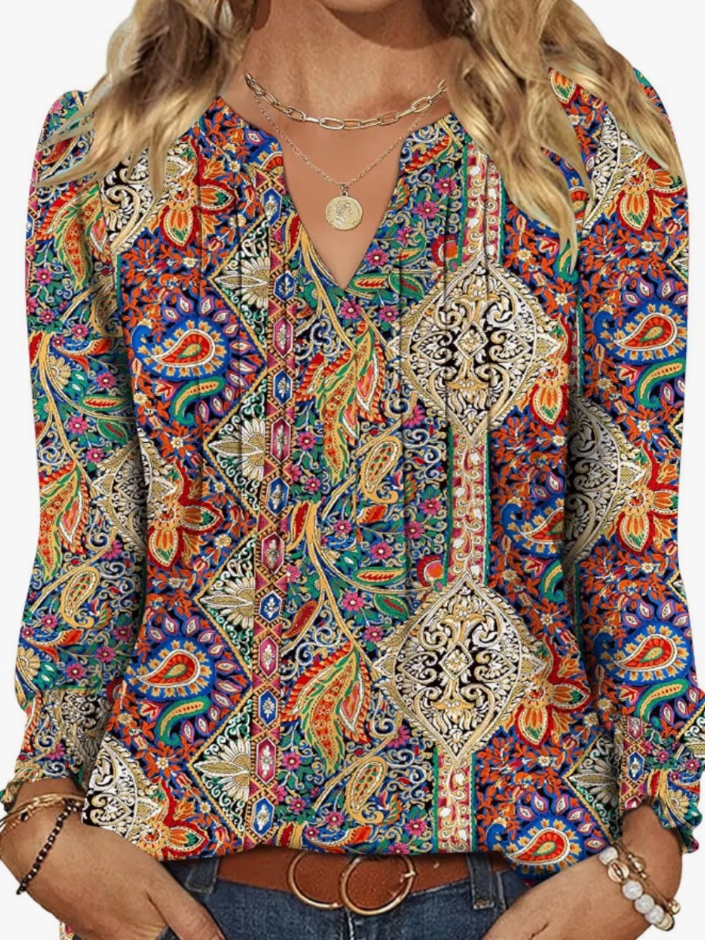LOMON Womens Tops Dressy Casual Pleated Ruffle Long Sleeve Tunics Tops XXL NWOT